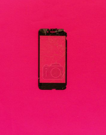 Photo for Tempered glass shield or film screen cover with mobile phone.protector concepts ideas. red background - Royalty Free Image