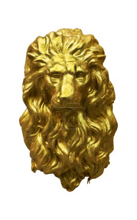 Téléchargez les photos : Belle statue de lion doré sur fond blanc. Objets d'art - en image libre de droit