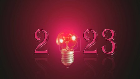 Téléchargez les photos : 2023 ampoule, nouvelle vision d'entreprise innovante année, nouveau succès et concept de résolution de puissance - en image libre de droit