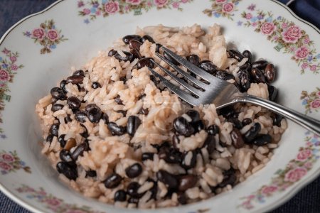 Photo for Close up of Gallo pinto, traditional Costa Rican food. - Royalty Free Image