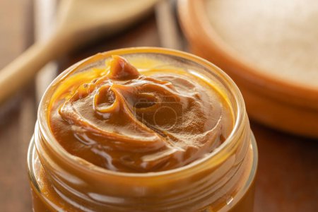 Close up of dulce de leche, traditional sweet from Argentina.-stock-photo