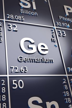 Téléchargez les photos : Le métalloïde Germanium sur le tableau périodique des éléments. Illustration 3d. - en image libre de droit