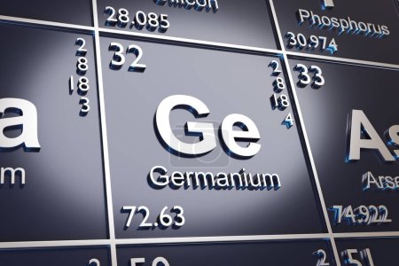 Téléchargez les photos : L'élément Germanium sur le tableau périodique. Illustration 3d. - en image libre de droit