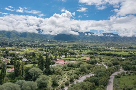 Aerial view of the Tafi River in Tafi del Valle Tucuman.