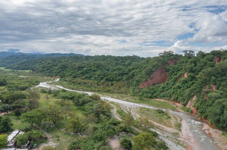 Aerial view of the Conchas River in Metan province of Salta Argentina.