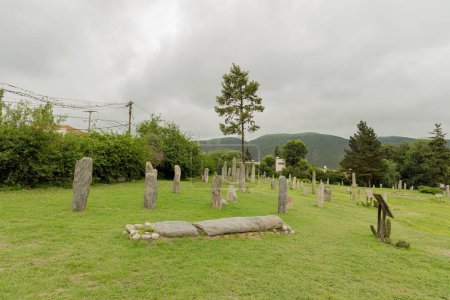 Stone monoliths in the Los Menhires archaeological reserve located in the town of El Mollar in Tucuman.