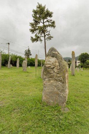 Monolithe de pierre dans la réserve archéologique de Los Menhires situé dans la ville d'El Mollar à Tucuman.