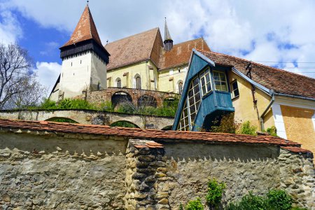 Exterior view of a fortified church in the Transylvanian village of Biertan. A Romanian landmark listed as a UNESCO World Heritage Site.