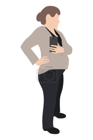 Téléchargez les illustrations : Silhouette d'une femme enceinte avec un téléphone prenant une photo - en licence libre de droit