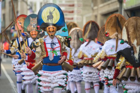 Photo for Cigarrones de los Carnavales de Verin, Ourense, Spain. Los carnavales de Verin son una fiesta considerada de interes turistico nacional y atraen a miles de turistas para disfrutar de esta fiesta popular y tan colorida. - Royalty Free Image