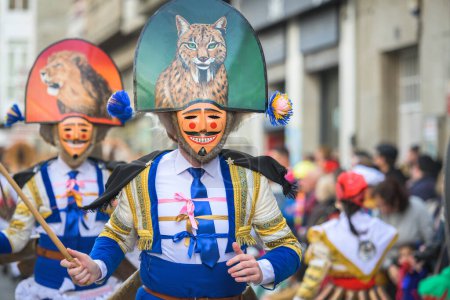 Photo for Cigarrones de los Carnavales de Verin, Ourense, Spain. Los carnavales de Verin son una fiesta considerada de interes turistico nacional y atraen a miles de turistas para disfrutar de esta fiesta popular y tan colorida. - Royalty Free Image