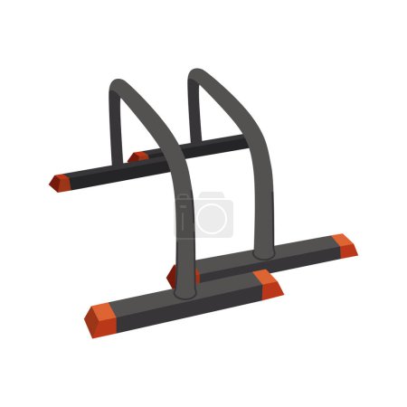 Illustration for Parallettes vector illustration. Crossfit objects set. Gym equipment flat design. Collection on sport theme. Ideal for web design, stickers, sport guide and tutorials - Royalty Free Image