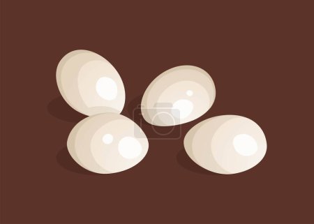 Illustration for Cheese mozzarella balls on a brown background. Vector illustration. Soft white cheese in a realistic style. Ideal for posters and banner, menu of cafe and shops - Royalty Free Image