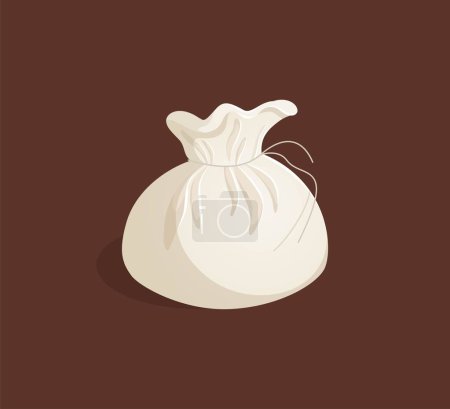 Burrata cheese on a brown background. Vector illustration. Cheese with Mozzarella and cream in a bag in a realistic style. Ideal for posters and banner, menu of cafe and shops