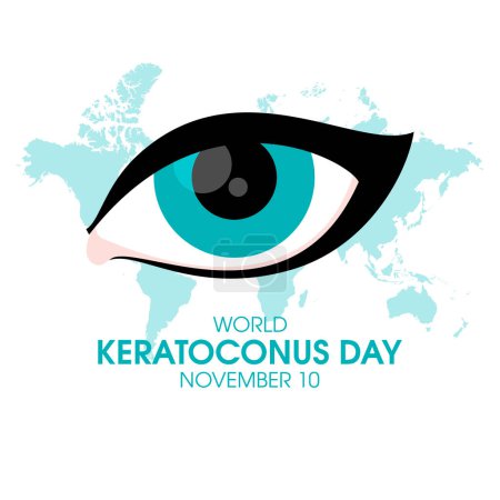 Illustration for World Keratoconus Day vector. Human female eye blue green icon. Disease of the cornea. November 10. Important day - Royalty Free Image