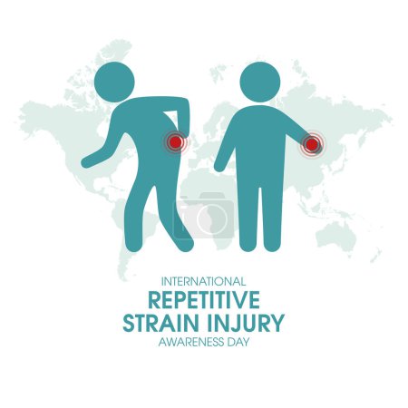 Téléchargez les illustrations : International Repetitive Strain Injury Awareness Day vector. Person with back and arm pain simple icon vector. Important day - en licence libre de droit