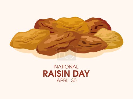 Illustration for National Raisin Day vector illustration. Pile of raisins vector. Dried grapes drawing. April 30 every year. Important day - Royalty Free Image