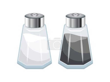 Salt and pepper shaker icon set vector isolated on a white background. Glass salt shaker and pepper shaker icon set vector on a white background