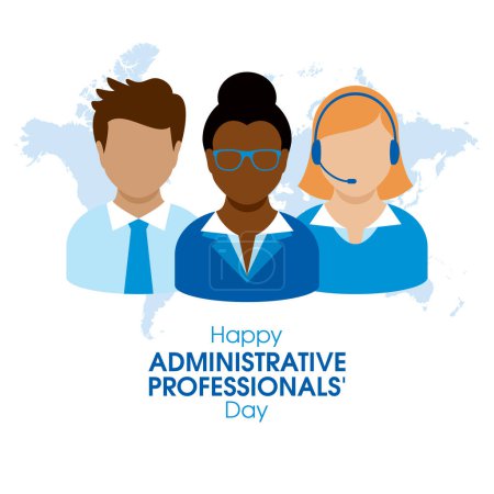 Happy Administrative Professionals' Day vector illustration. Verwaltungsangestellte Männer und Frauen Kopf Vektor Gesicht. Office-Geschäftsleute avatar icon set. Wichtiger Tag