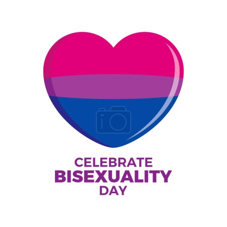 Téléchargez les illustrations : Célébrez la Journée de la bisexualité illustration vectorielle. Drapeau de fierté bisexuel en forme de coeur icône vecteur isolé sur un fond blanc. Le symbole de l'amour LGBT. Le 23 septembre. Jour important - en licence libre de droit