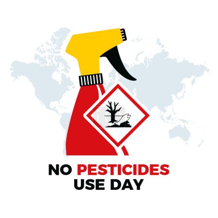 Illustration for No Pesticides Use Day vector illustration. Dangerous for the environment symbol. Poisonous spray icon vector. The symbol is of a dead tree and fish vector. December 3. Important day - Royalty Free Image