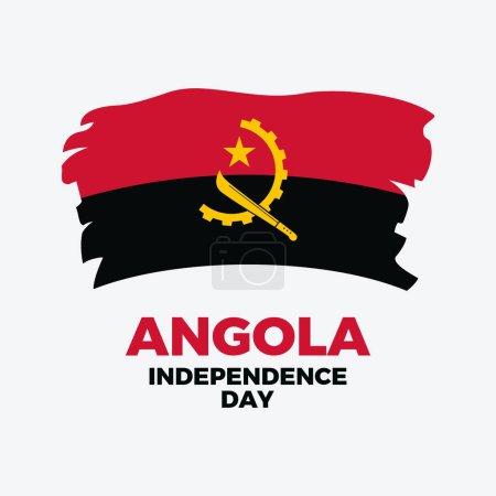 Plakatvektorillustration zum angolanischen Unabhängigkeitstag. Grunge Flagge von Angola Ikonenvektor. Paintbrush Angolan Flag grafisches Gestaltungselement. 11. November. Wichtiger Tag