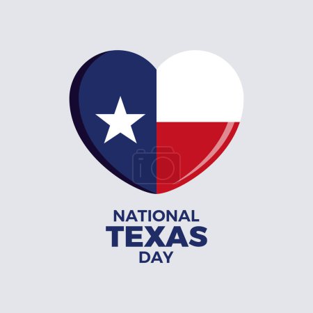 Ilustración de Ilustración del vector del cartel del Día Nacional de Texas. Bandera de Texas en forma de corazón vector icono aislado sobre un fondo gris. Elemento de diseño gráfico en forma de corazón de Texas State Flag. 1 de febrero. Día importante - Imagen libre de derechos