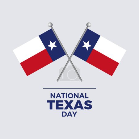 Ilustración de Ilustración del vector del cartel del Día Nacional de Texas. Dos cruzaron banderas de Texas en un vector de ícono de polo aislado sobre un fondo gris. Elemento de diseño de bandera estatal de Texas. 1 de febrero. Día importante - Imagen libre de derechos
