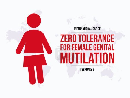 Téléchargez les illustrations : Journée internationale de tolérance zéro pour les mutilations génitales féminines illustration vectorielle de l'affiche. Femme personne silhouette icône vecteur. Arrêtez la violence des MGF contre les femmes. Le 6 février. Jour important - en licence libre de droit