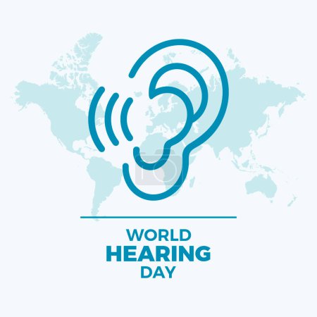 World Hearing Day poster vector illustration. Human ear simple icon vector. Template for background, banner, card. March 3 every year. Important day