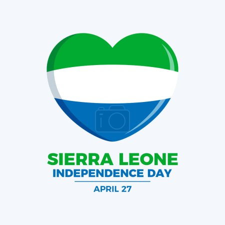 Sierra Leone Independence Day poster vector illustration. Sierra Leone flag in heart shape icon vector. Template for background, banner, card. April 27 every year. Important day