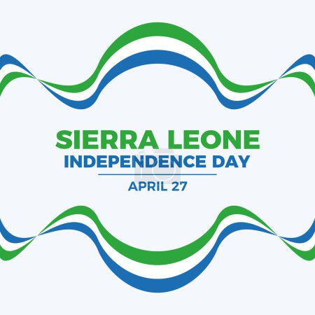 Sierra Leone Independence Day poster vector illustration. Flag of Sierra Leone ribbon icon vector. Abstract Sierra Leone flag symbol. Template for background, banner, card. April 27 every year. Important day