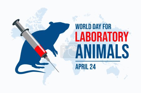 World Day For Laboratory Animals poster vector illustration. Experimental mouse and syringe icon vector. Laboratory rat and injection symbol. Template for background, banner, card. April 24 every year. Important day
