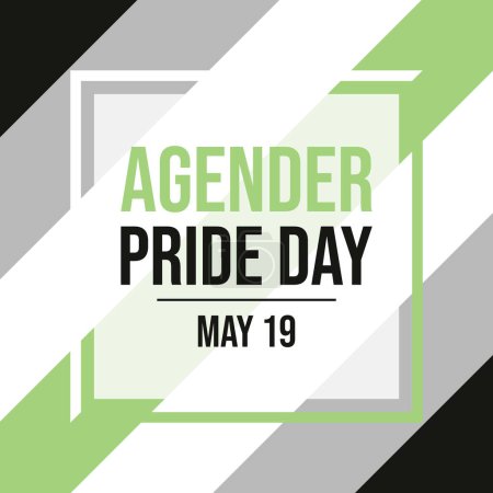 Agender Pride Day poster vector illustration. Agender pride flag square frame vector illustration. Template for background, banner, card. May 19 every year. Important day