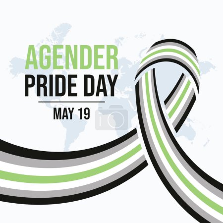 Agender Pride Day poster vector illustration. Agender pride flag ribbon vector illustration. Template for background, banner, card. May 19 every year. Important day