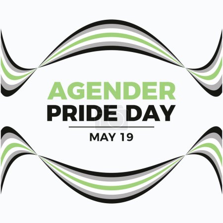 Agender Pride Day poster vector illustration. Waving abstract agender pride flag frame vector illustration. Template for background, banner, card. May 19 every year. Important day