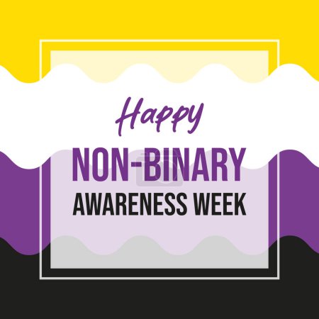 Happy Non-Binary Awareness Week poster vector illustration. Non-Binary pride flag square frame vector illustration. Template for background, banner, card. Important day