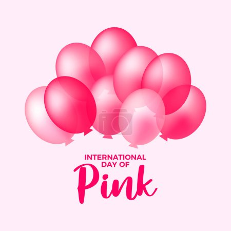 Día Internacional del Rosa en abril ilustración del vector del cartel. Vector de icono de globos inflables rosados. Plantilla para fondo, banner, tarjeta. Contra el acoso, la discriminación, la homofobia, la transfobia. Día importante