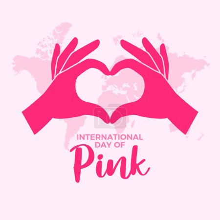 International Day of Pink in April poster vector illustration. Hand heart love gesture pink silhouette icon vector. Love hands symbol. Template for background, banner, card. Against bullying, discrimination, homophobia, transphobia