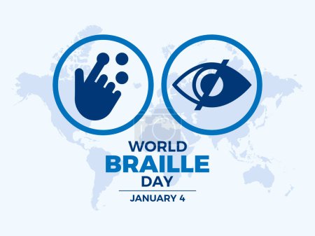 World Braille Day poster vector illustration. Braille icon vector. Blindness icon set. Template for background, banner, card. January 4 every year. Important day