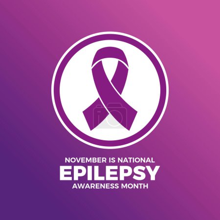 November ist der National Epilepsy Awareness Month Plakatvektorillustration. Lila Bewusstseinsband-Symbol im Kreis. Vorlage für Hintergrund, Banner, Karte. Wichtiger Tag