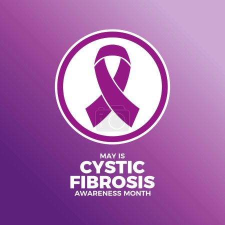 May is Cystic Fibrosis Awareness Month poster vector illustration. Purple awareness ribbon icon in a circle. Template for background, banner, card. Important day