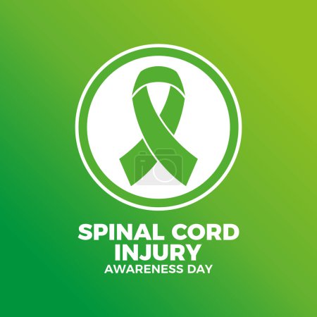 Spinal Cord Injury Awareness Day poster vector illustration. Green awareness ribbon icon in a circle. Template for background, banner, card. Important day