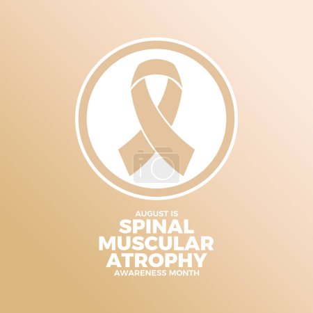 August is Spinal Muscular Atrophy (SMA) Awareness Month poster vector illustration. Ivory awareness ribbon icon in a circle. Template for background, banner, card. Important day