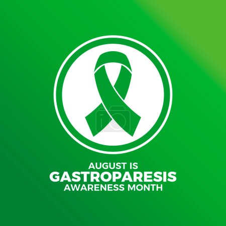 August is Gastroparesis Awareness Month poster vector illustration. Green awareness ribbon icon in a circle. Template for background, banner, card. Important day
