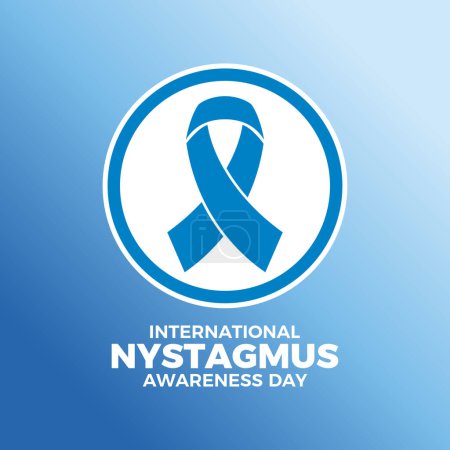 Illustration for International Nystagmus Awareness Day poster vector illustration. Blue awareness ribbon icon in a circle. Template for background, banner, card. June 20 every year. Important day - Royalty Free Image