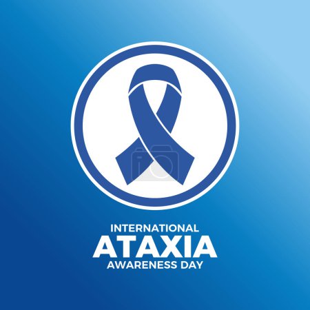 International Ataxia Awareness Day poster vector illustration. Blue awareness ribbon icon in a circle. Template for background, banner, card. September 25 every year. Important day