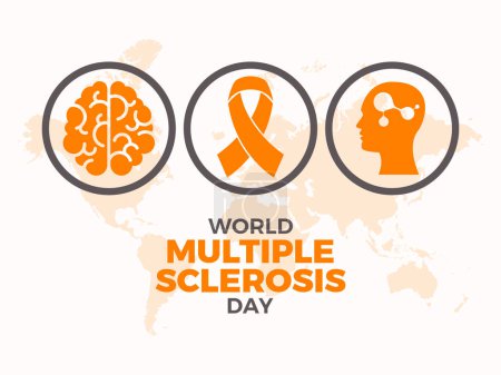 Illustration for World Multiple Sclerosis (MS) Day poster vector illustration. Orange awareness ribbon icon vector. Template for background, banner, card. May 30. Important day - Royalty Free Image