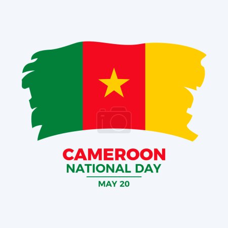 Ilustración de Camerún Día Nacional de la ilustración del vector cartel. Grunge Camerún vector icono de la bandera. Pincel Camerún elemento de diseño gráfico bandera. Plantilla para fondo, banner, tarjeta. 20 de mayo. Día importante - Imagen libre de derechos