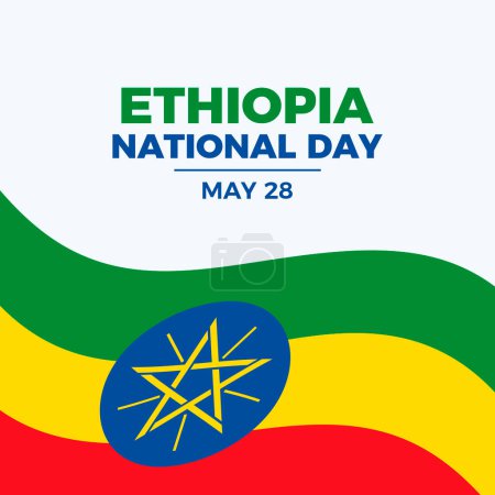 Ethiopia National Day poster vector illustration. Ethiopian flag frame icon vector. Flag of Ethiopia symbol. Template for background, banner, card. May 28 every year. Important day